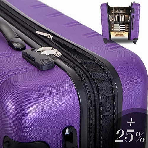 Merax Travelhouse Luggage 3 Piece Expandable Spinner Set Purple