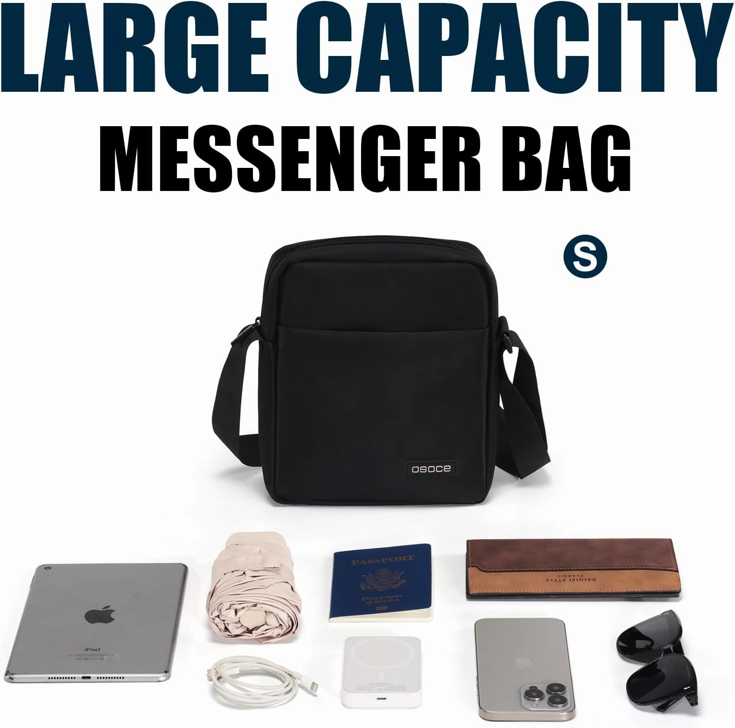 Messenger Bag, Crossbody Bag Shoulder Bag for Men Water Resistant Man Bag Man Purse for Business Office