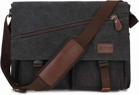 Messenger Bag for Men,Water Resistant Canvas Satchel 14 15.6 17 Inch Laptop Briefcases Business Shoulder Bag by RAVUO