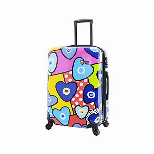 Mia Toro Italy Evil Eye Hearts Hard Side 28 Inch Spinner, Multi-Color