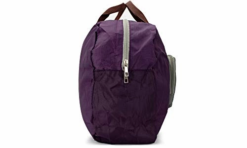 Miami CarryOn Travel Foldable Handbag - Folds to a Compact 6 x 6 x 1-1/2 inches (Purple-Gray)