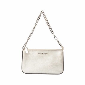 Michael Kors Silver Metallic Leather Shoulder Bag