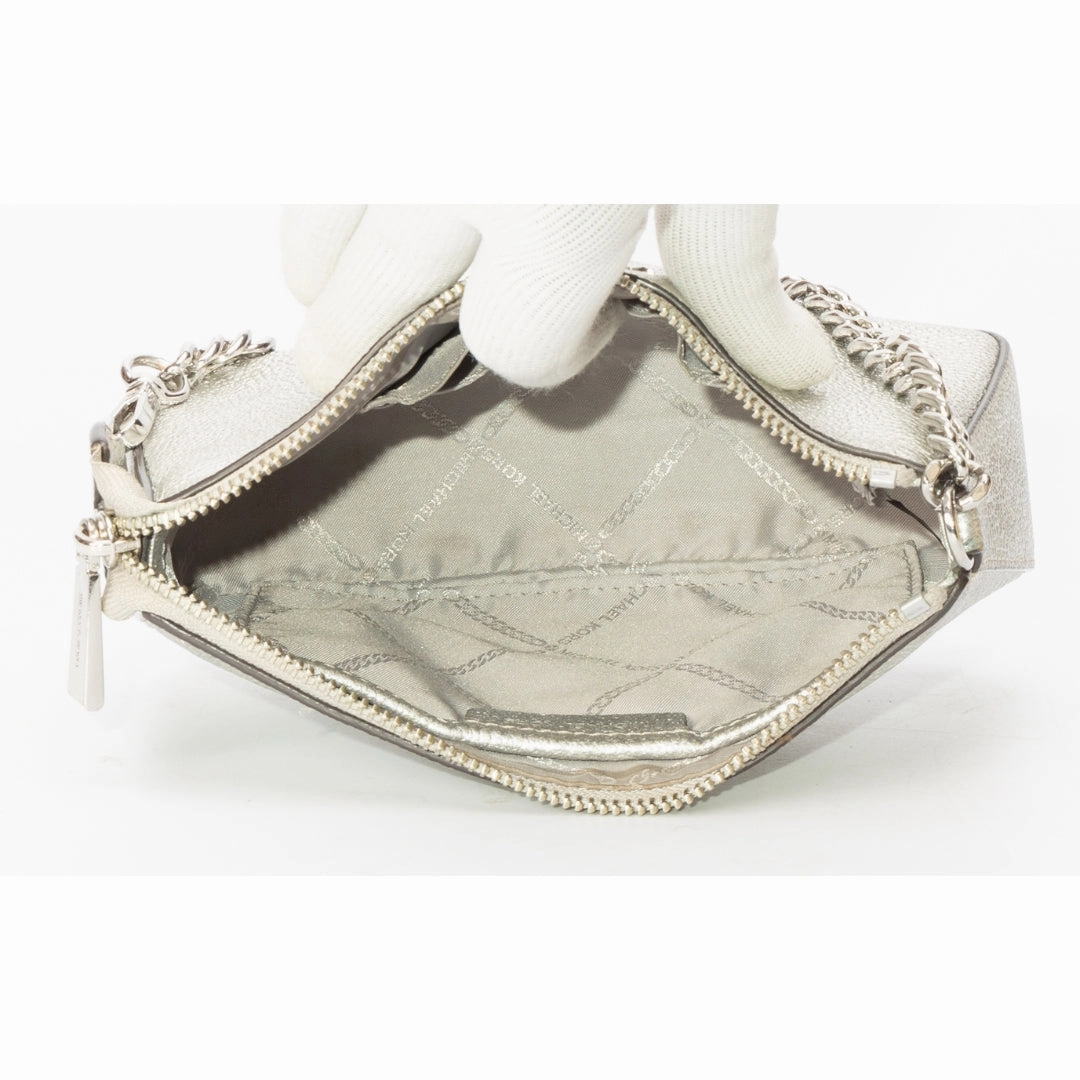 Michael Kors Silver Metallic Leather Shoulder Bag