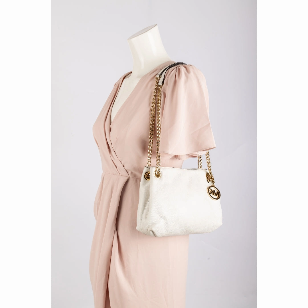 Michael Kors White Leather Jet Set Chain Shoulder Bag