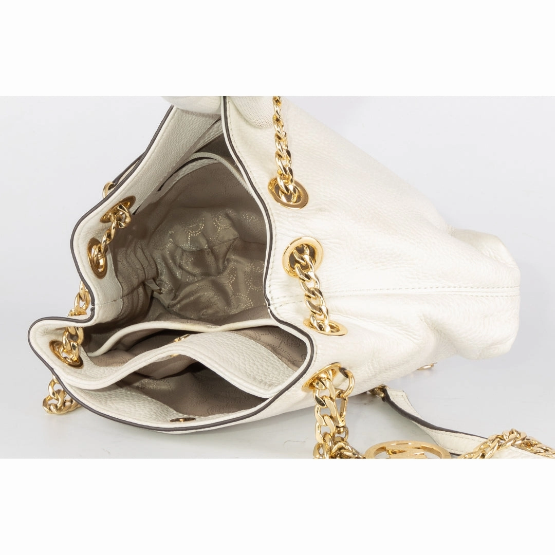 Michael Kors White Leather Jet Set Chain Shoulder Bag