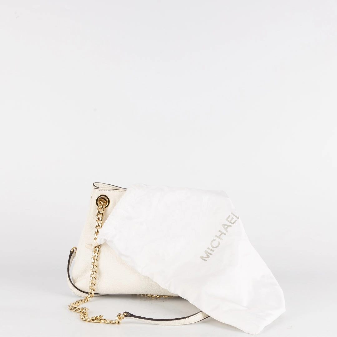 Michael Kors White Leather Jet Set Chain Shoulder Bag