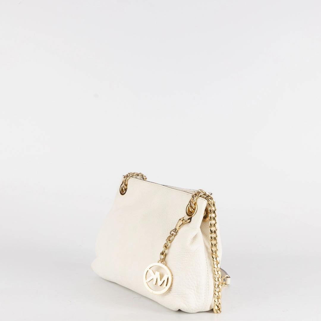 Michael Kors White Leather Jet Set Chain Shoulder Bag