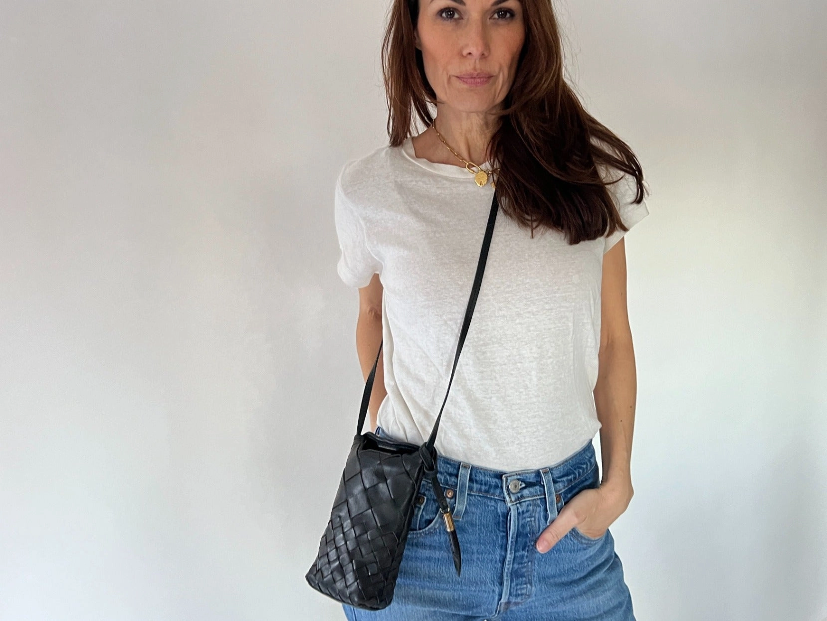Mini Sling Bag - Black Threaded Weave