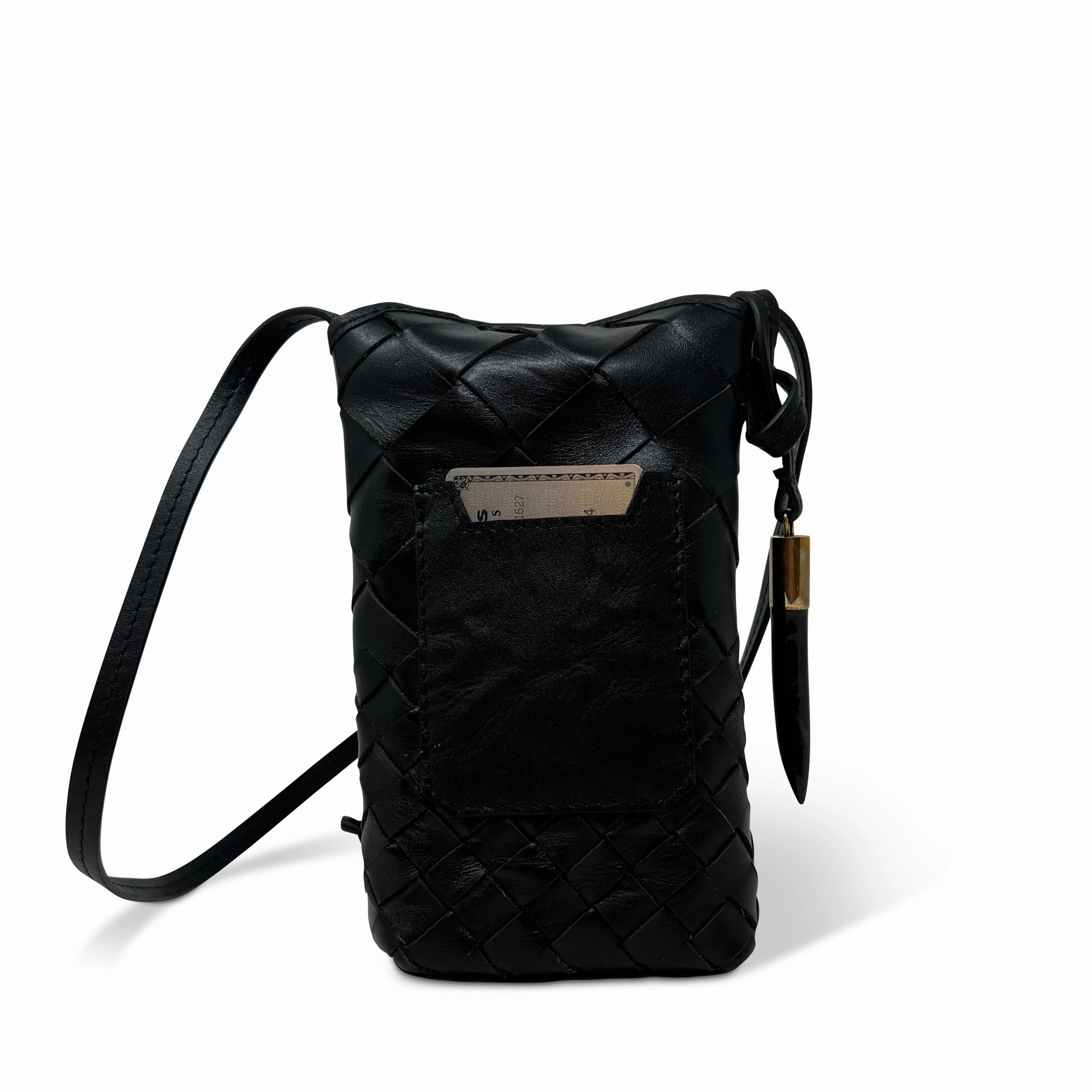 Mini Sling Bag - Black Threaded Weave