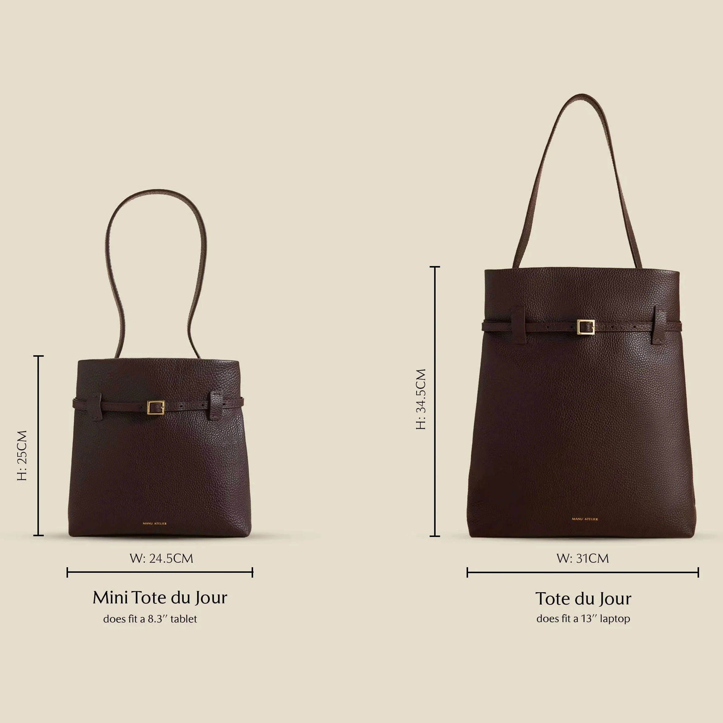 Mini Tote du Jour, Calf, Brown