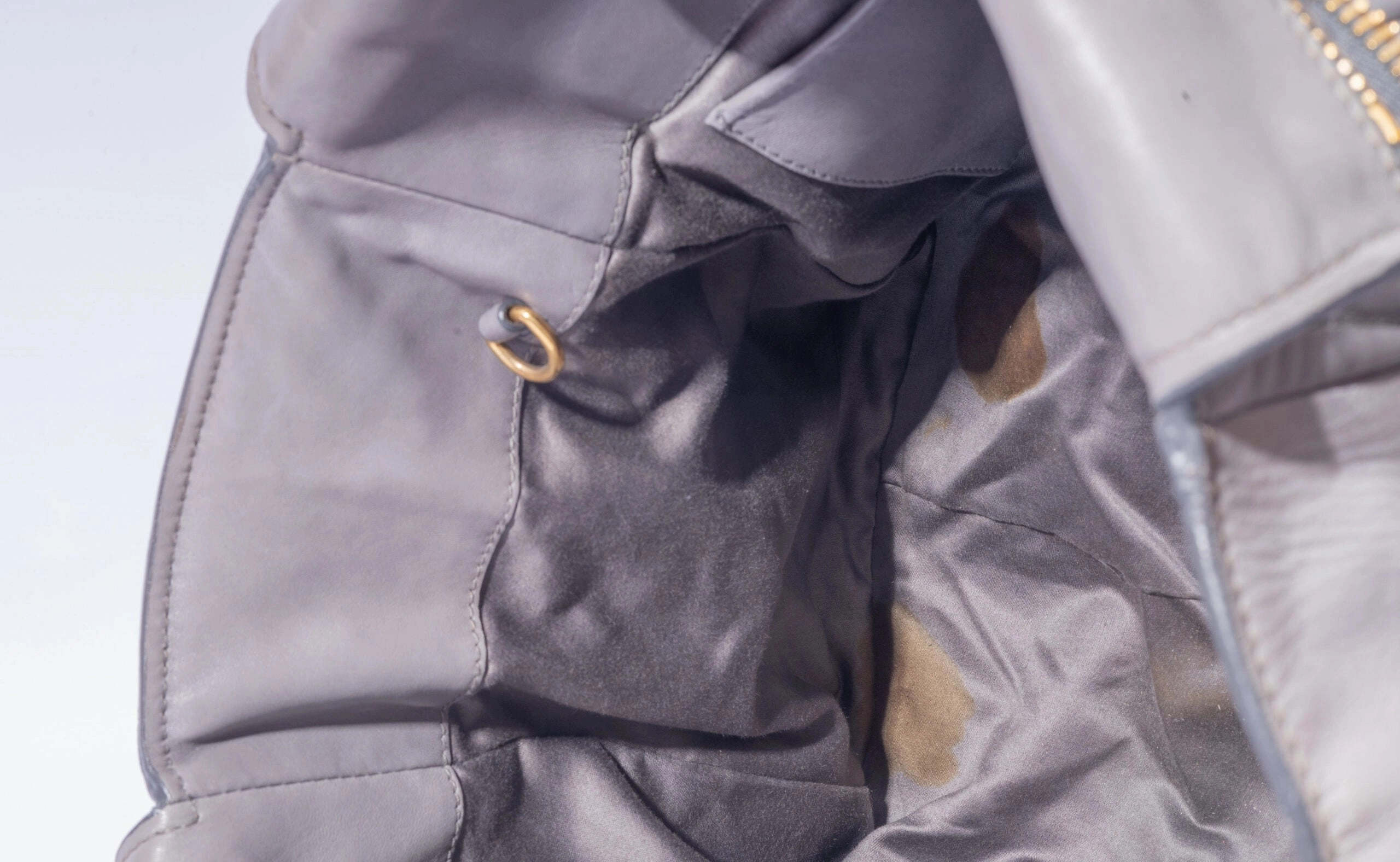 Miu Miu Grey Gathered Leather To Zip Tote