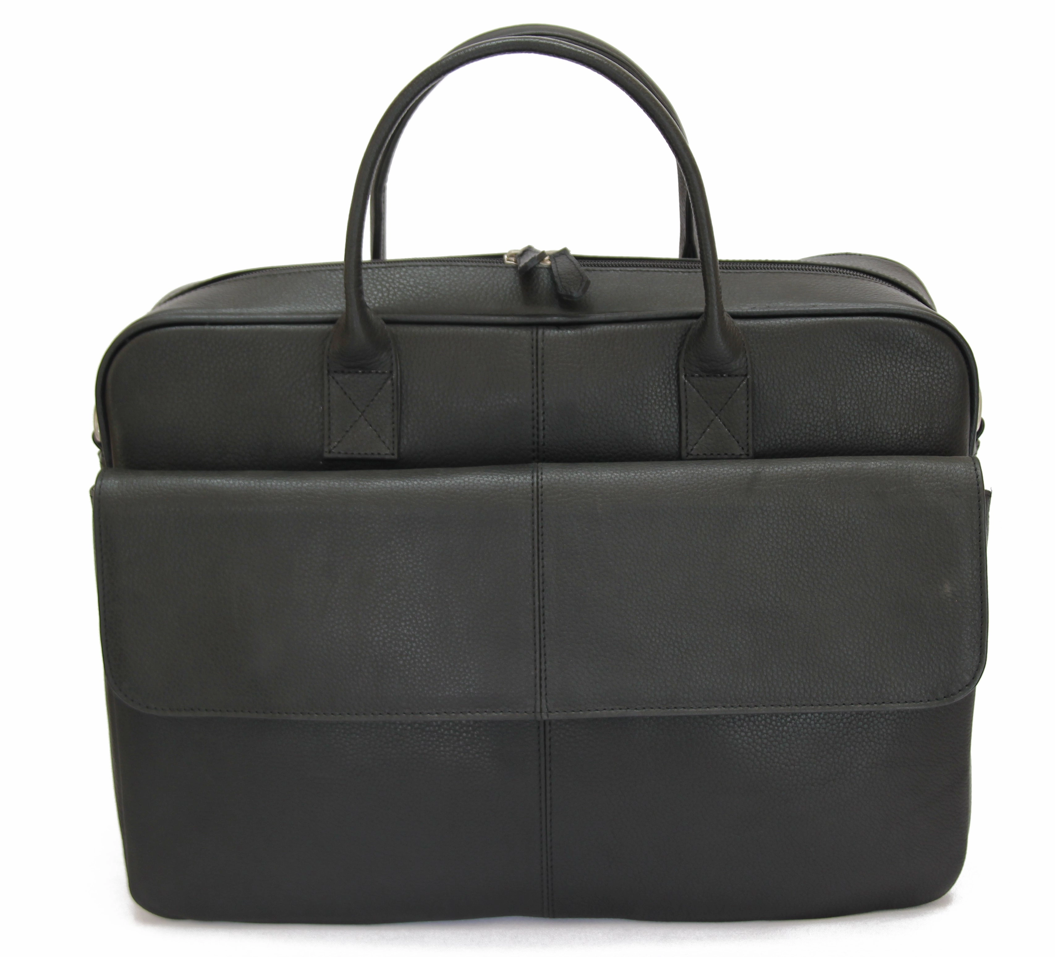 MJ Room BRUNO Leather Black  Briefcase Satchel