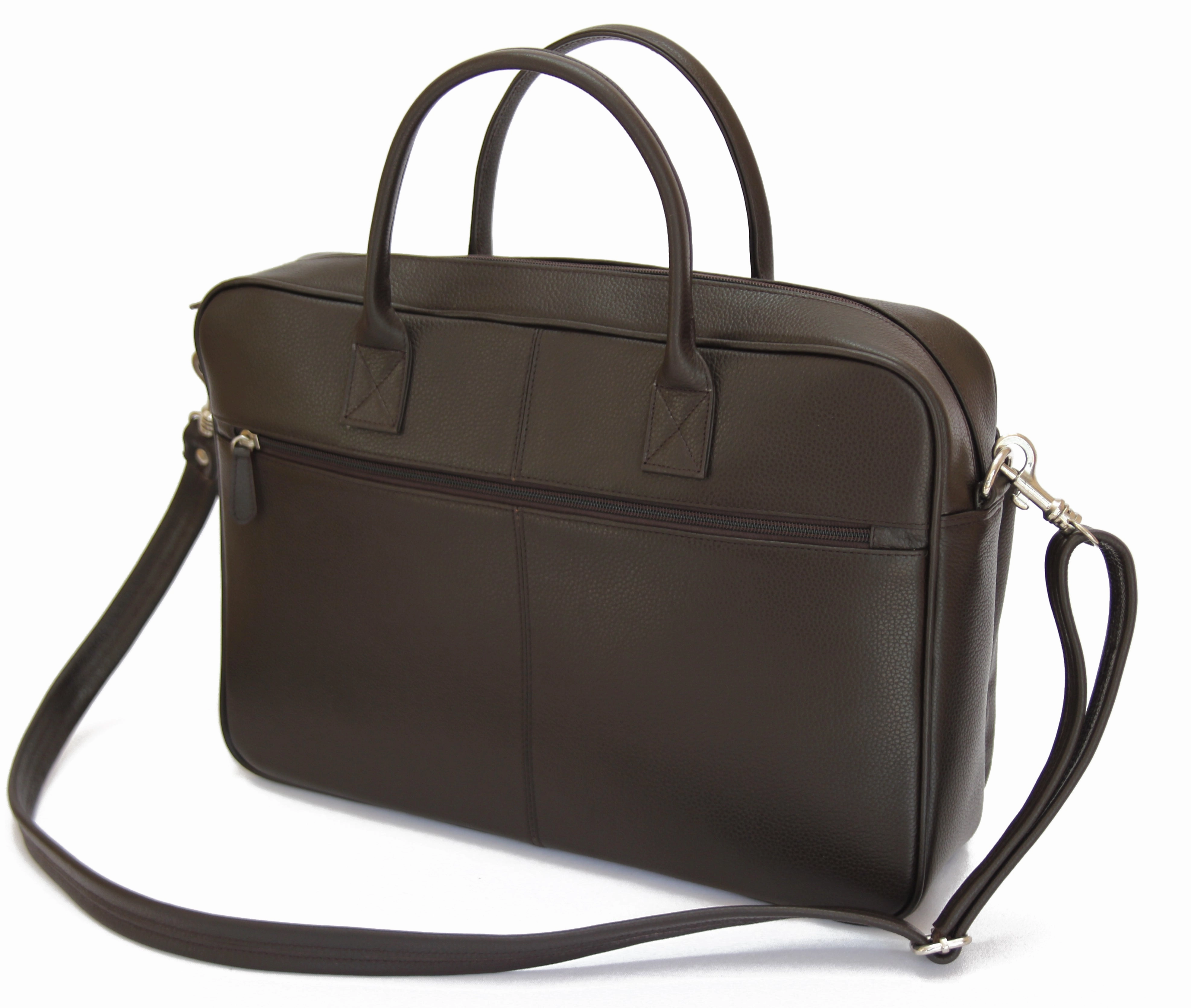 MJ Room BRUNO Leather Brown Messenger Briefcase