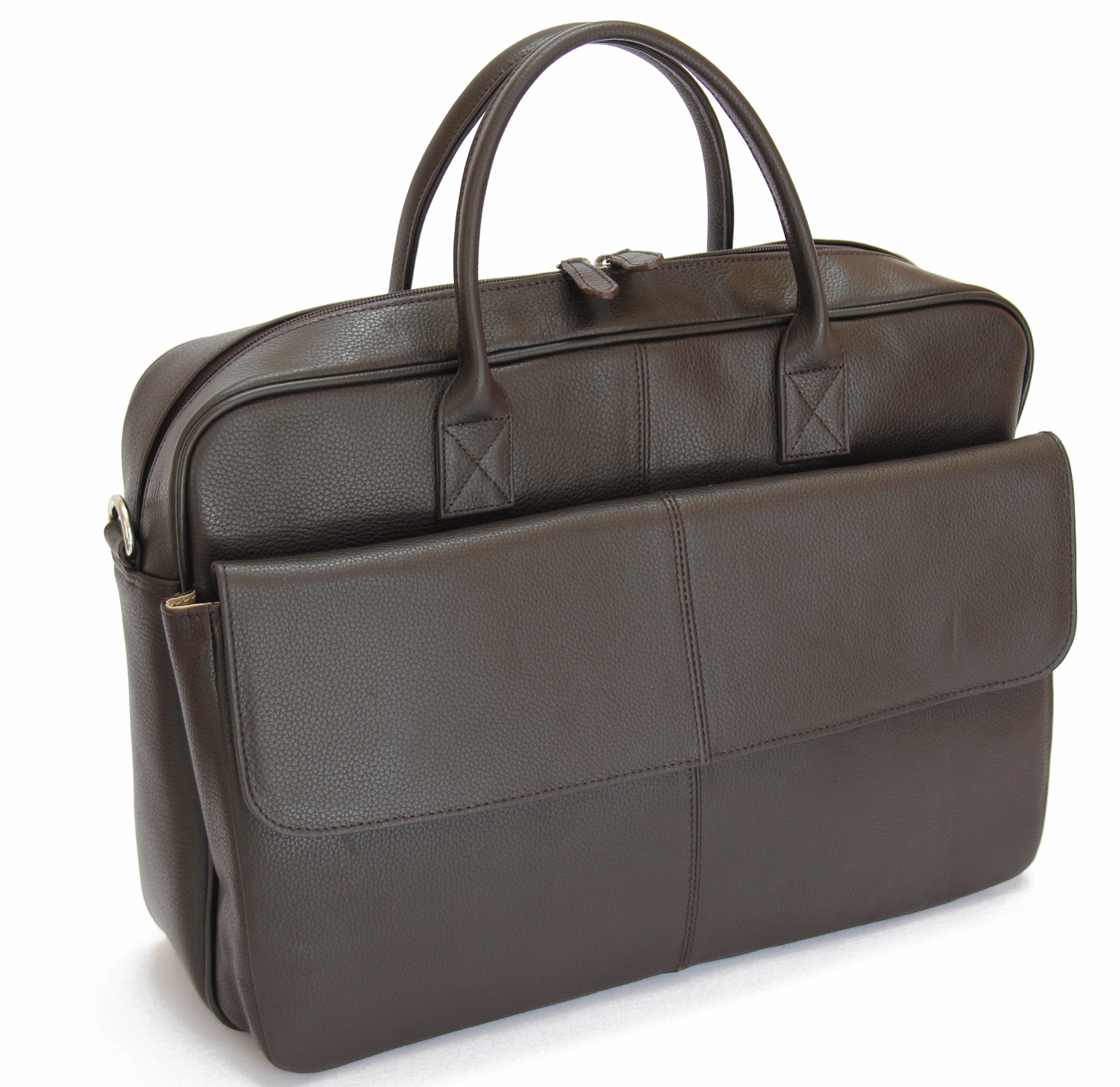 MJ Room BRUNO Leather Brown Messenger Briefcase