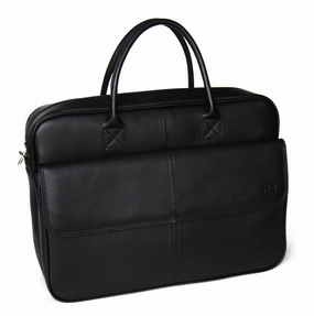 MJ Room Leather Laptop Briefcase Bag Black