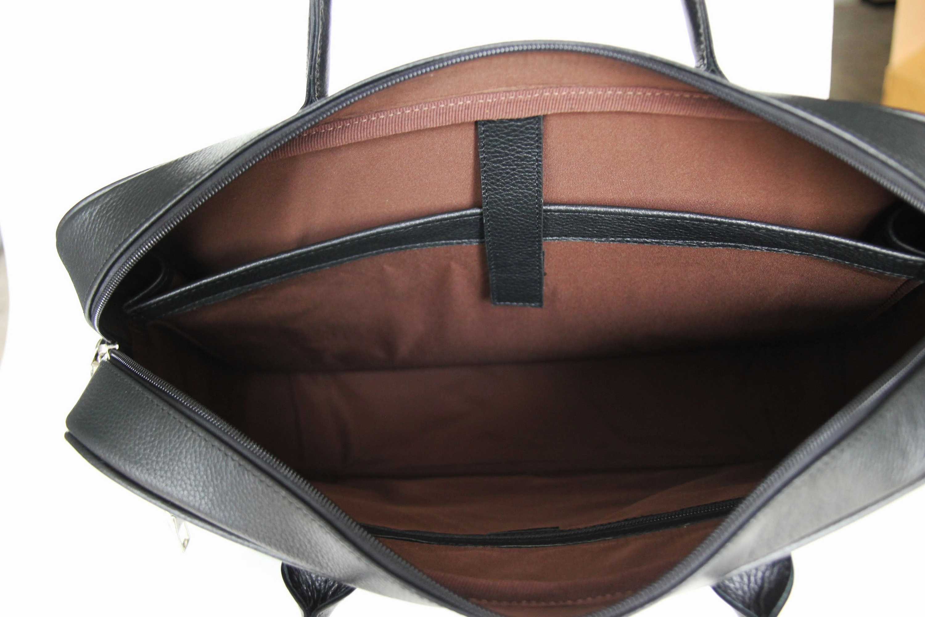 MJ Room Leather Laptop Briefcase Bag Black