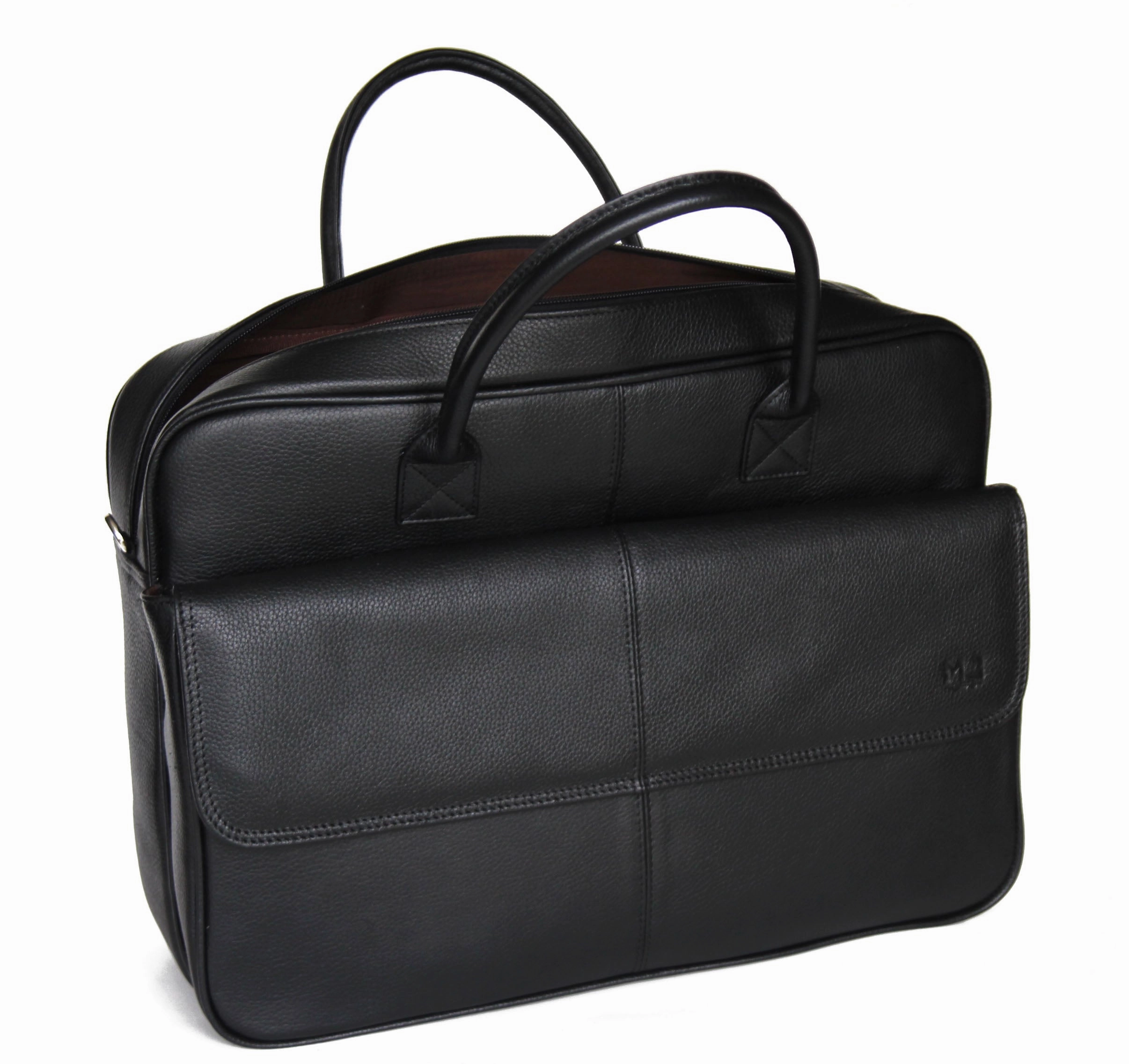 MJ Room Leather Laptop Briefcase Bag Black