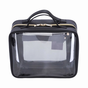 Mosafer Women's Nude Collection Polyester Black Toiletry, Size : 30X14X23 cm