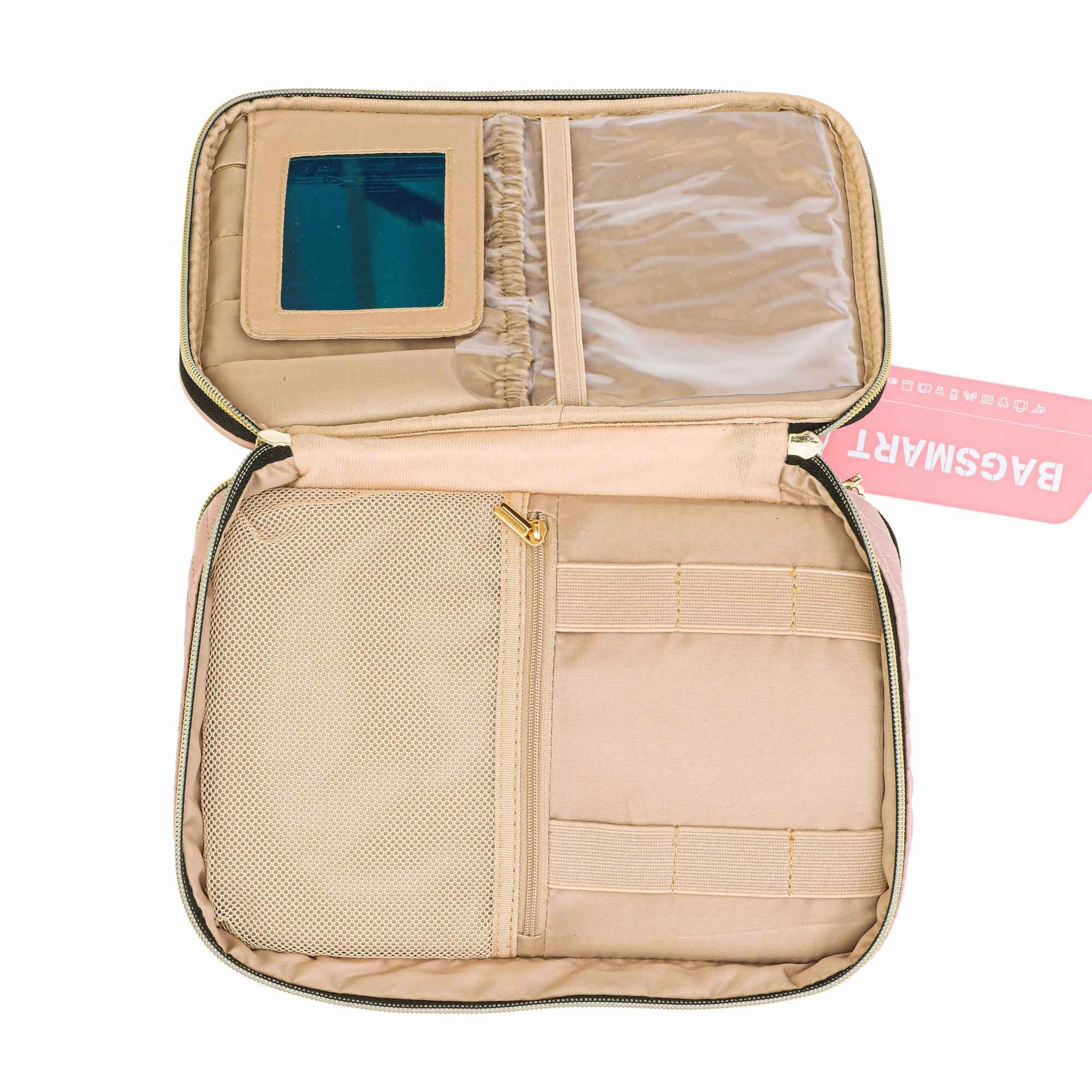 Mosafer Women's Polyester Pink Cosmetic Bag, Size : 27X16X20cm