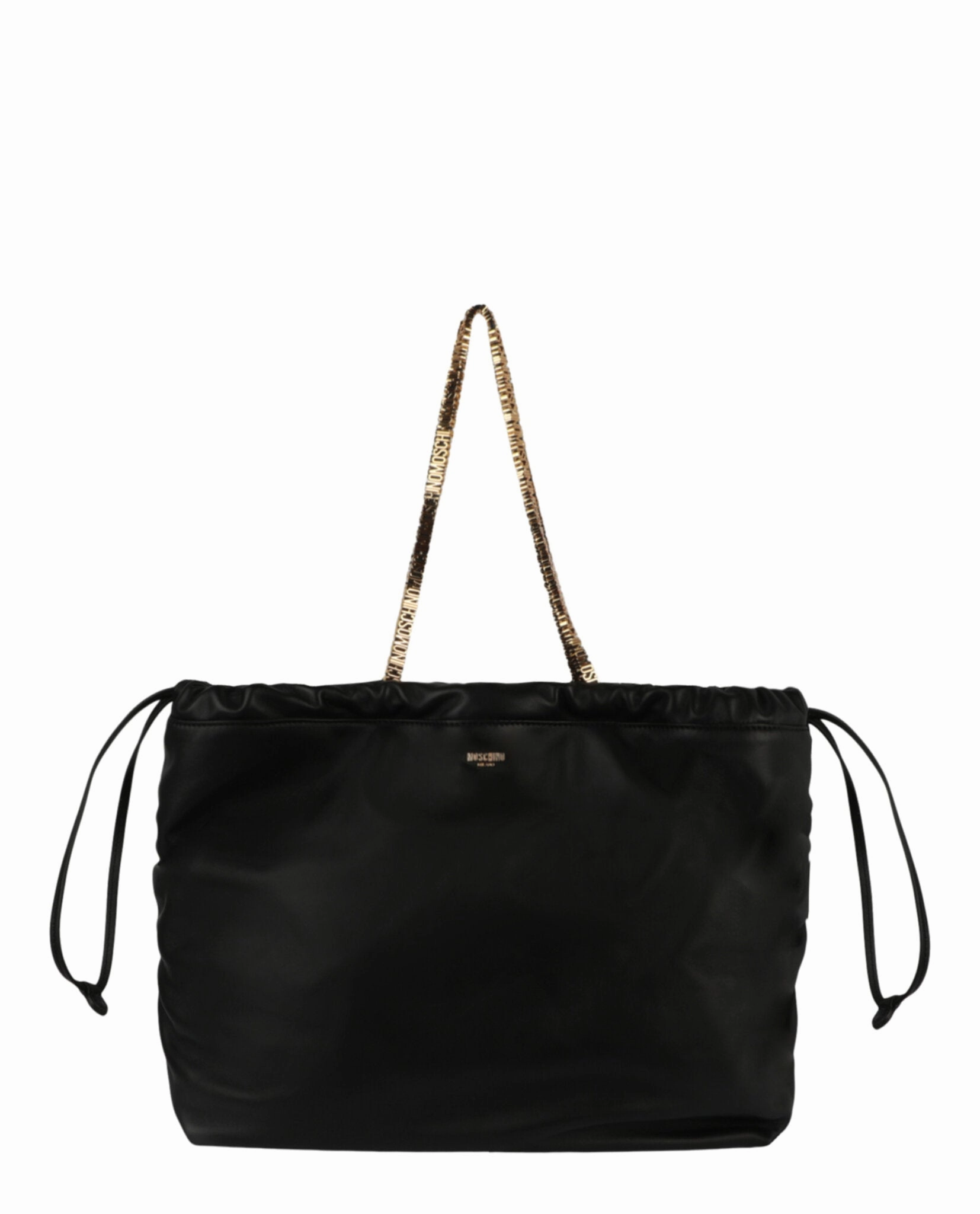 Moschino Drawstring Lettering Chain Shoulder Bag Womens 7554-8002-1555