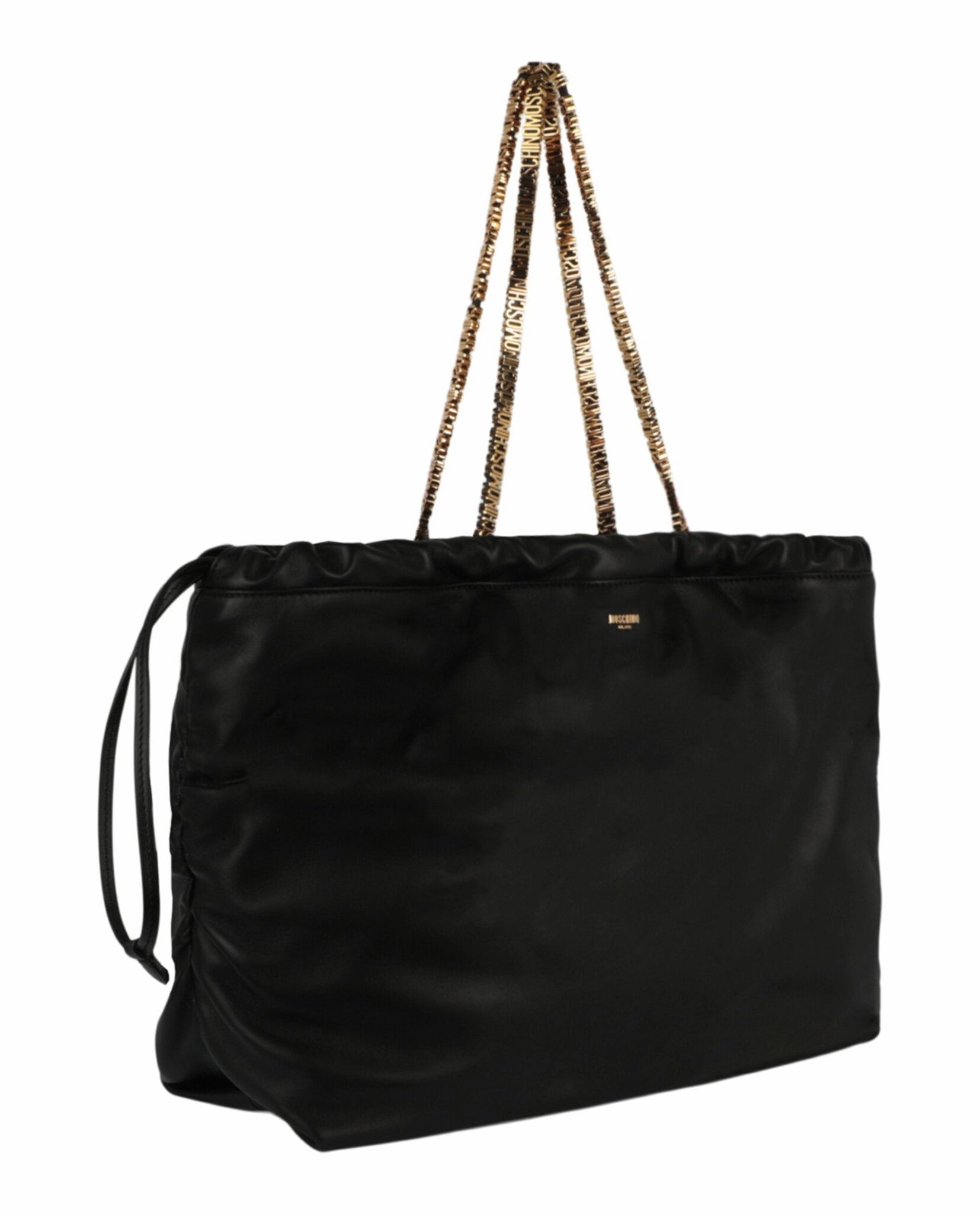 Moschino Drawstring Lettering Chain Shoulder Bag Womens 7554-8002-1555