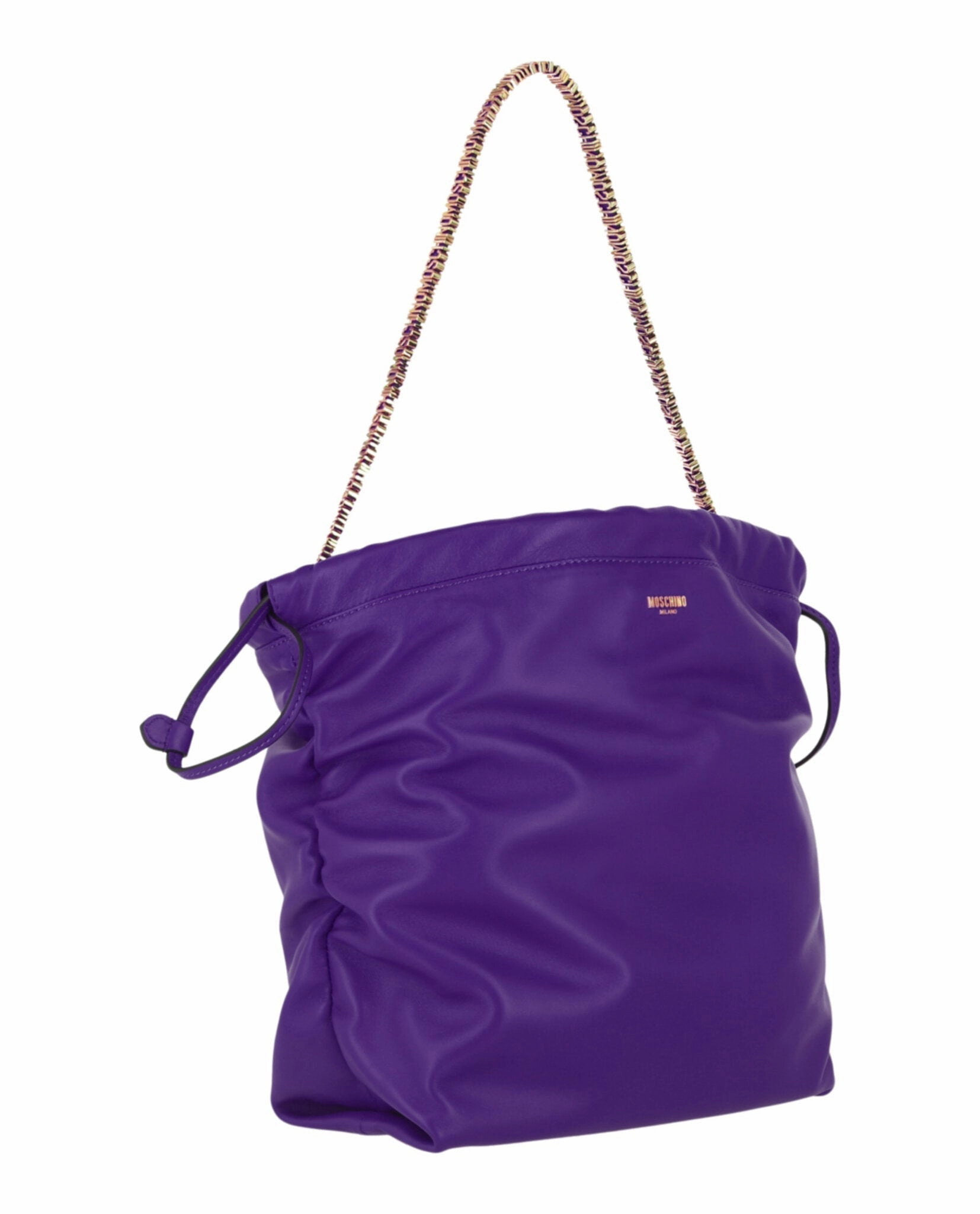 Moschino Drawstring Lettering Chain Shoulder Bag Womens 7556-8002-0279
