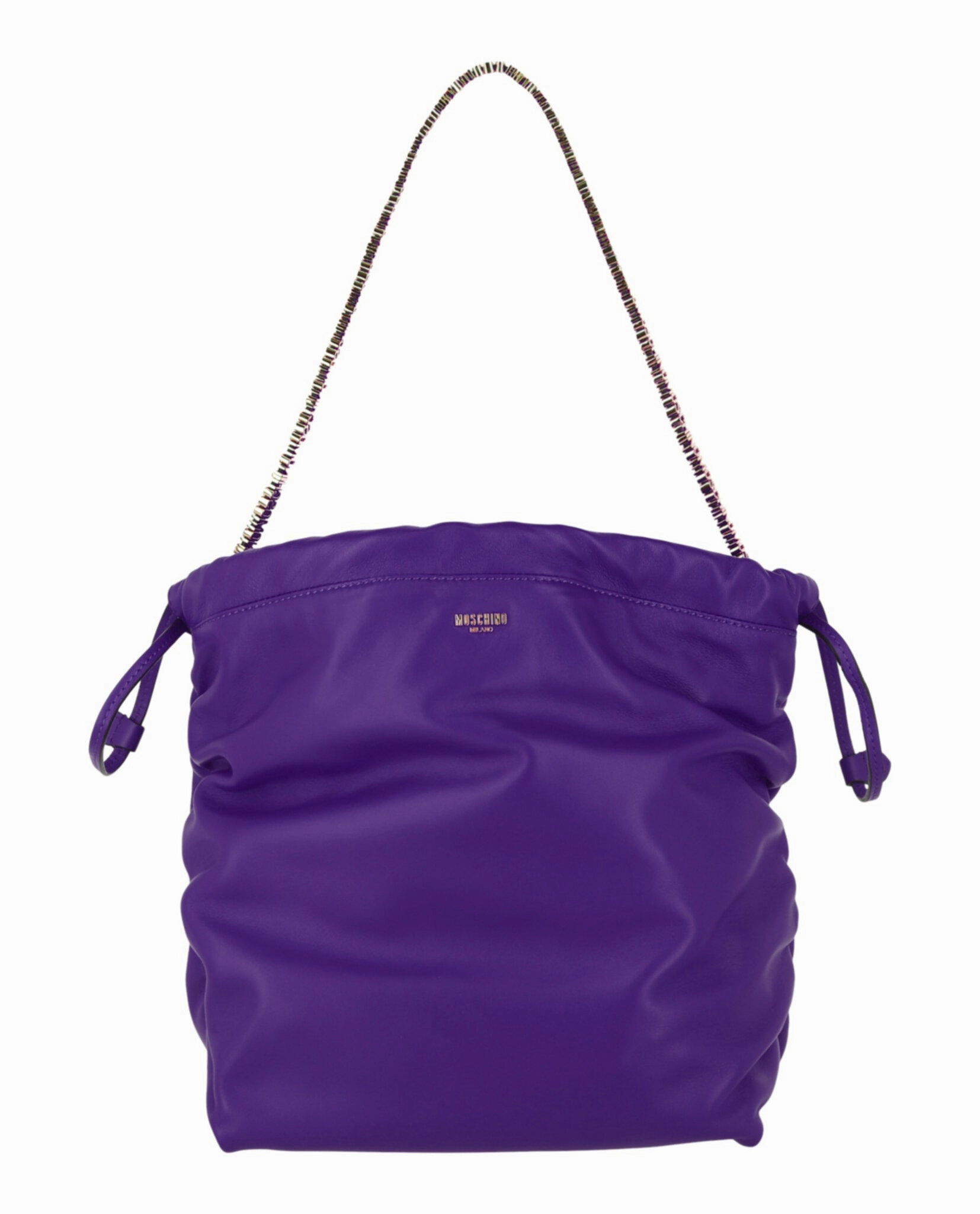 Moschino Drawstring Lettering Chain Shoulder Bag Womens 7556-8002-0279