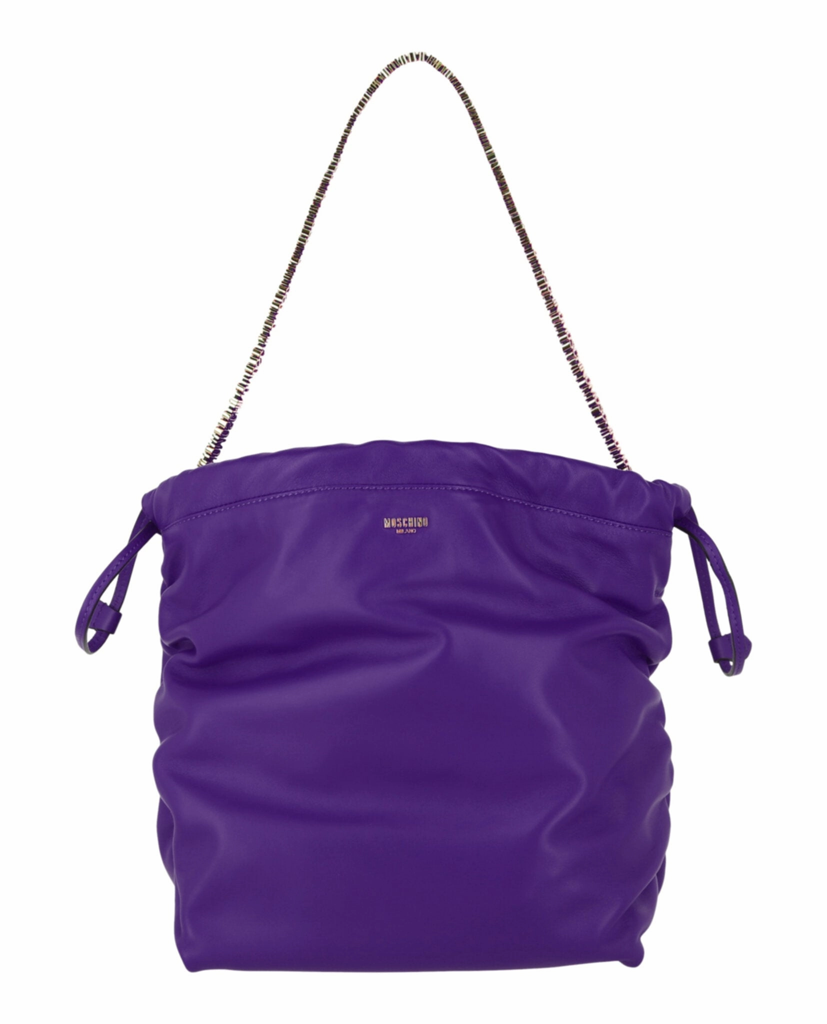 Moschino Drawstring Lettering Chain Shoulder Bag Womens 7556-8002-0279