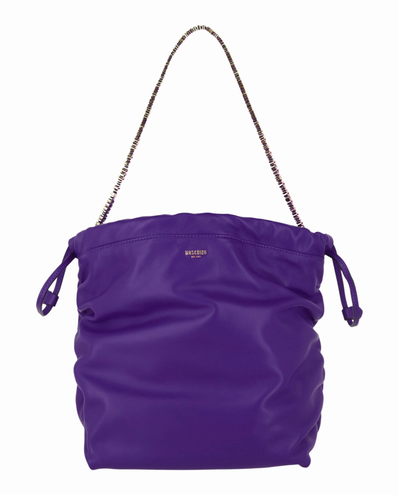 Moschino Drawstring Lettering Chain Shoulder Bag Womens 7556-8002-0279