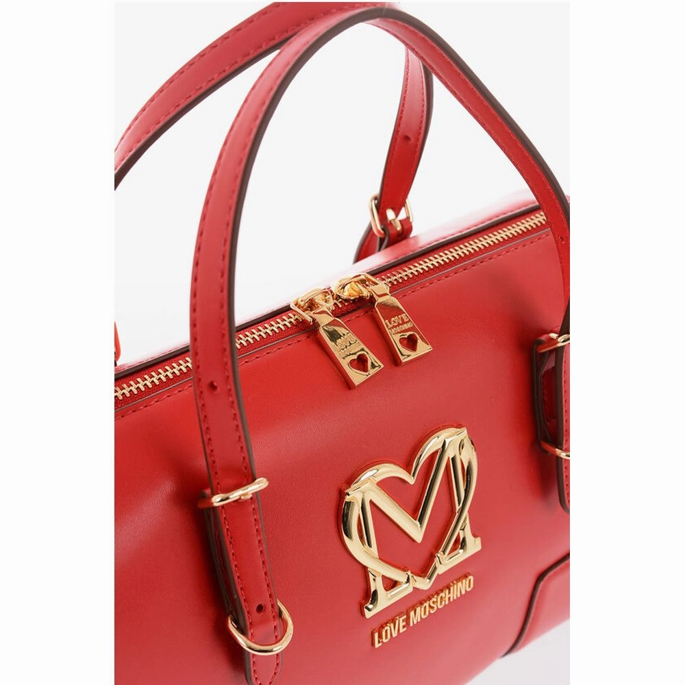 Moschino LOVE Faux Leather Handbag with Metal Golden Women's Logo