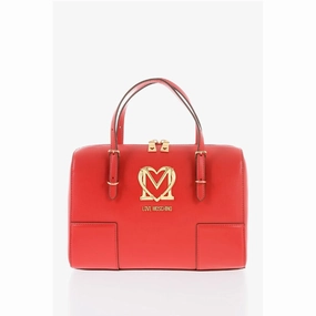 Moschino LOVE Faux Leather Handbag with Metal Golden Women's Logo