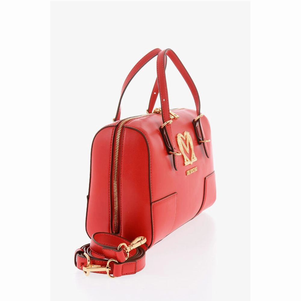 Moschino LOVE Faux Leather Handbag with Metal Golden Women's Logo
