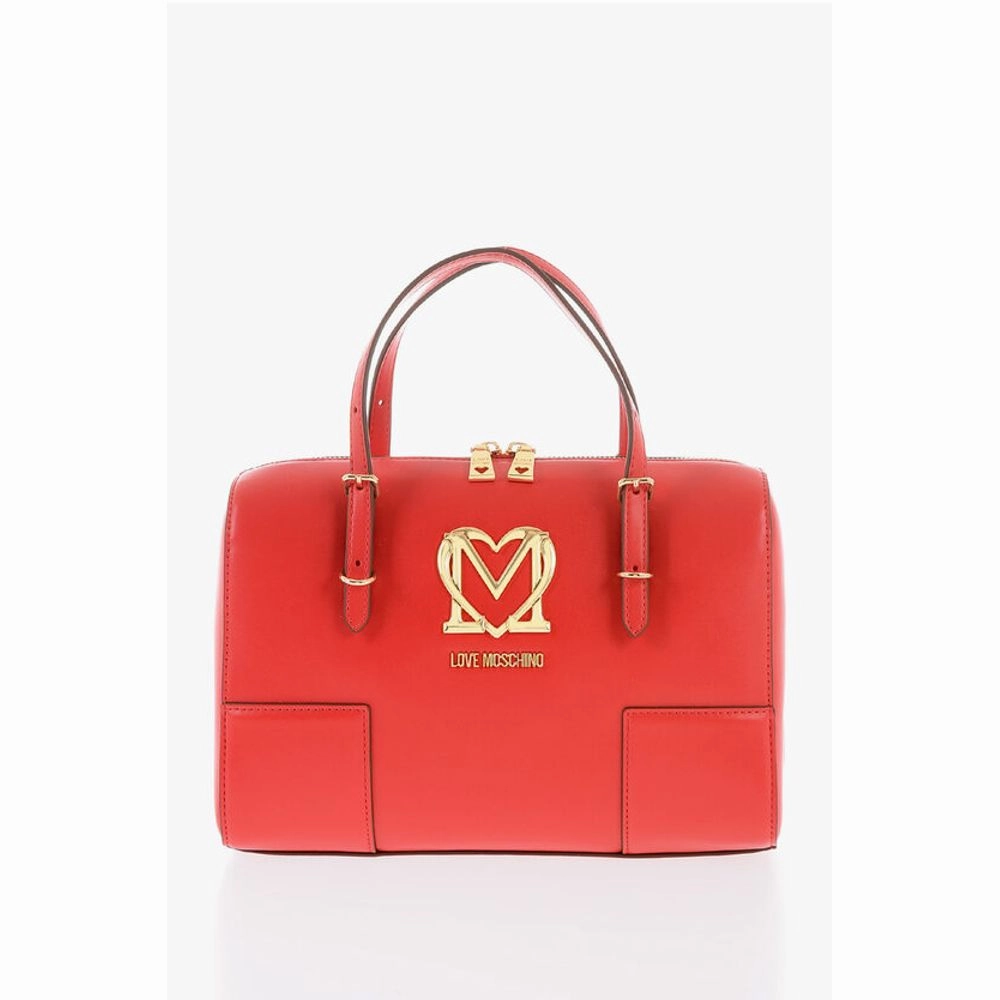 Moschino LOVE Faux Leather Handbag with Metal Golden Women's Logo