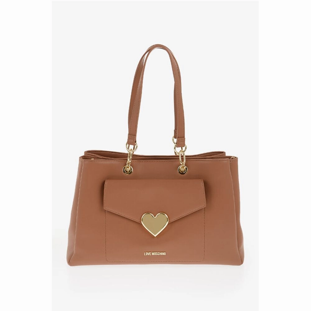 Moschino LOVE Faux Leather Tote Bag with Golden Women's Logo