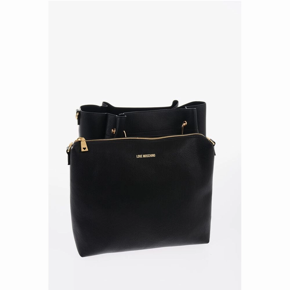 Moschino LOVE Faux Leather Tote Bag with Golden Women's Logo