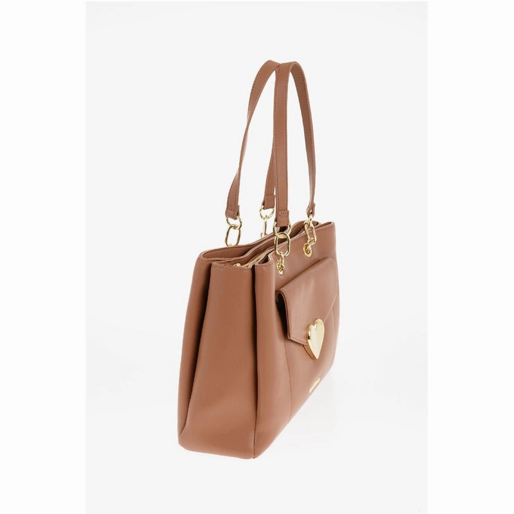 Moschino LOVE Faux Leather Tote Bag with Golden Women's Logo