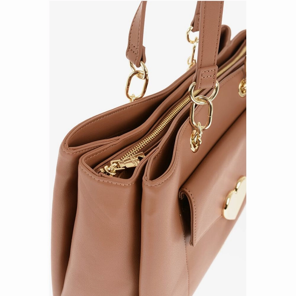 Moschino LOVE Faux Leather Tote Bag with Golden Women's Logo