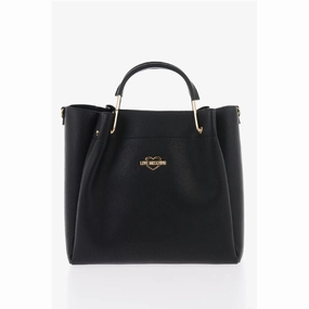 Moschino LOVE Faux Leather Tote Bag with Golden Women's Logo