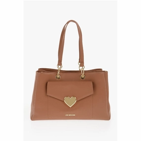 Moschino LOVE Faux Leather Tote Bag with Golden Women's Logo