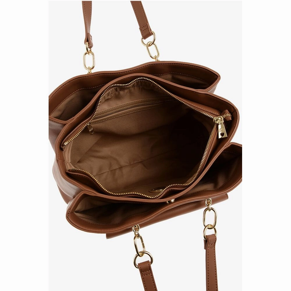 Moschino LOVE Faux Leather Tote Bag with Golden Women's Logo