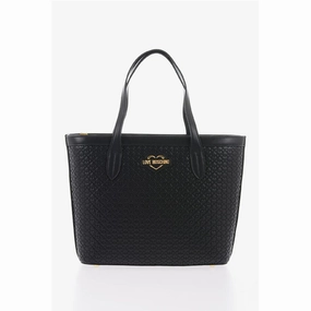 Moschino LOVE Faux Leather VALENTINA Tote Bag with All-Over Women's Hearts