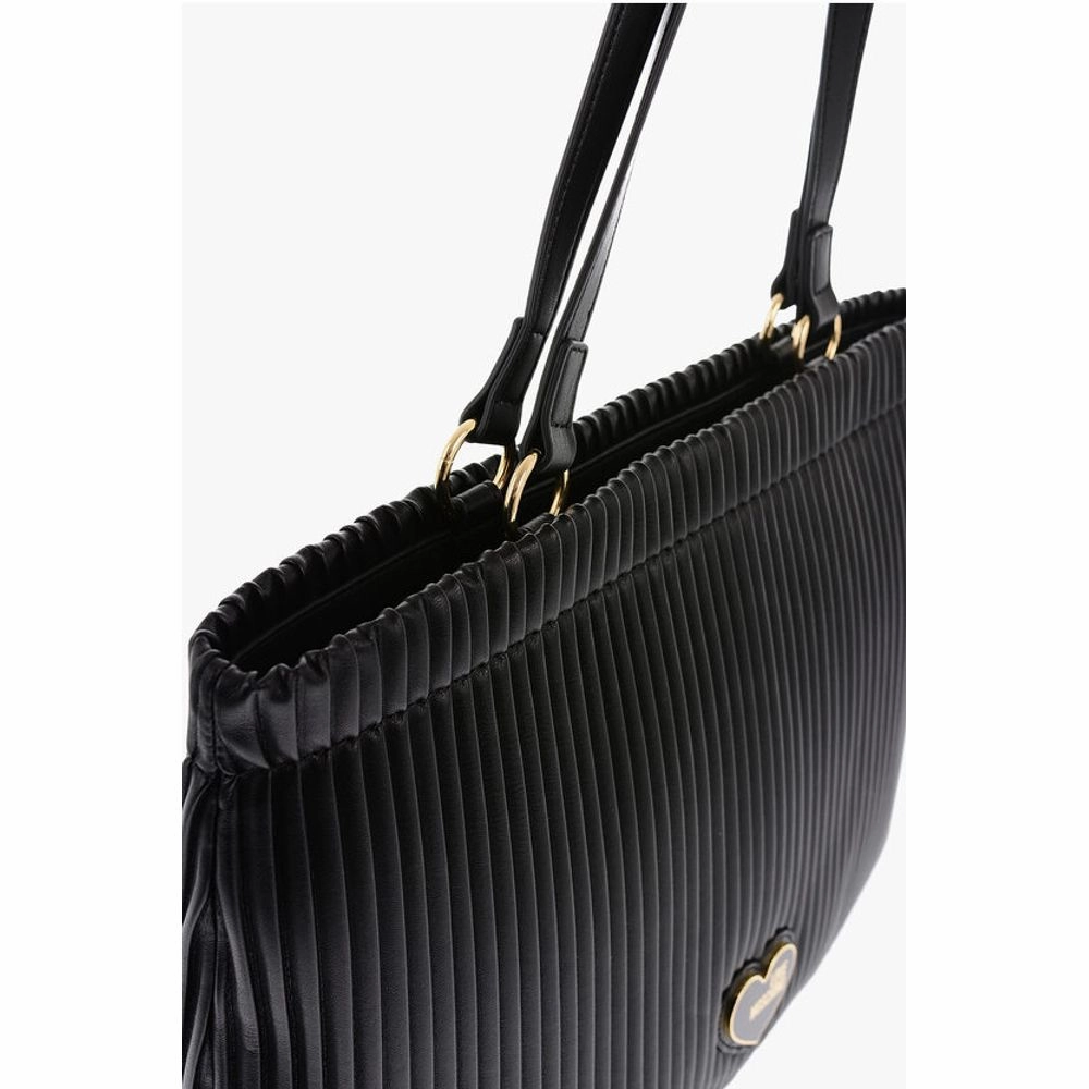 Moschino LOVE Pleated Faux Leather Tote Women's Bag