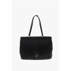 Moschino LOVE Pleated Faux Leather Tote Women's Bag
