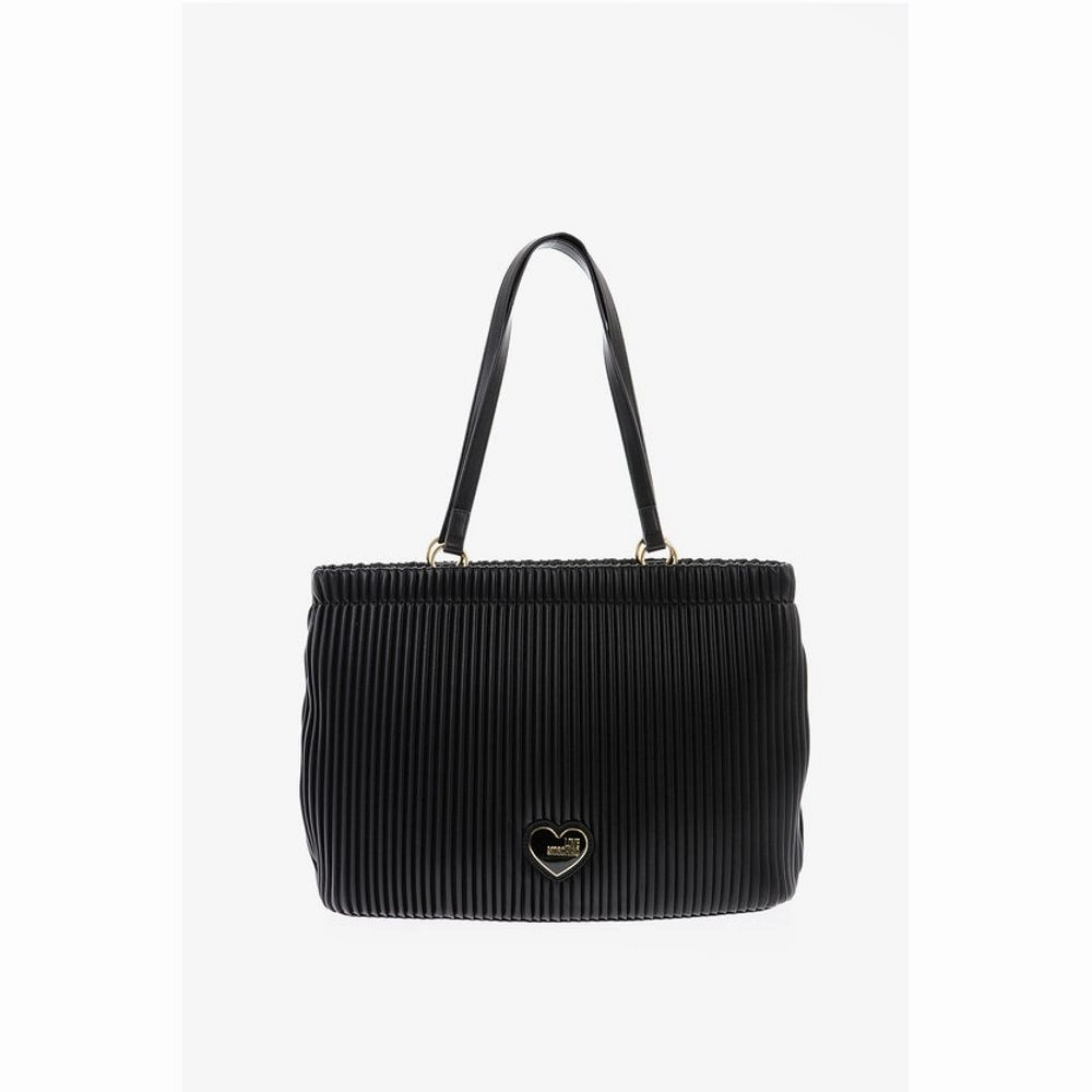 Moschino LOVE Pleated Faux Leather Tote Women's Bag