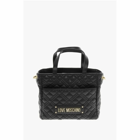 Moschino LOVE Quilted Faux Leather Handbag with Golden Women's Chain
