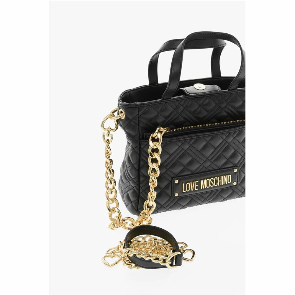 Moschino LOVE Quilted Faux Leather Handbag with Golden Women's Chain