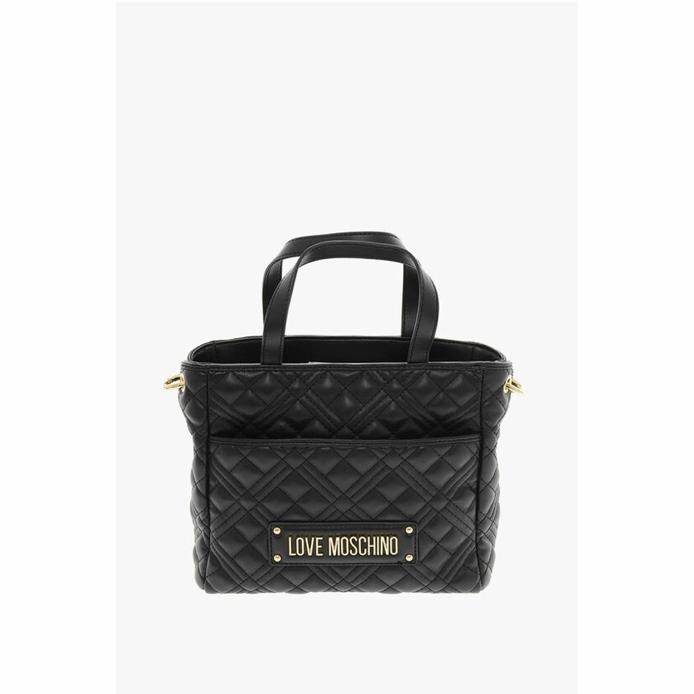 Moschino LOVE Quilted Faux Leather Handbag with Golden Women's Chain