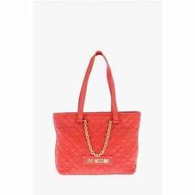 Moschino LOVE Quilted Faux Leather Tote Women's Bag