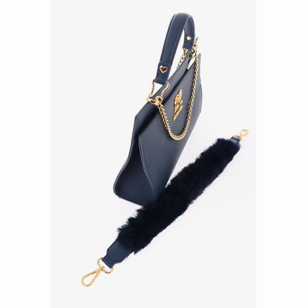 Moschino LOVE Solid Color bag with Removable Faux Fur Women's Handle