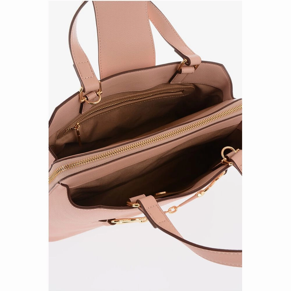 Moschino LOVE Textu Faux Leather Tote Bag with Maxi Golden Heart Women's C